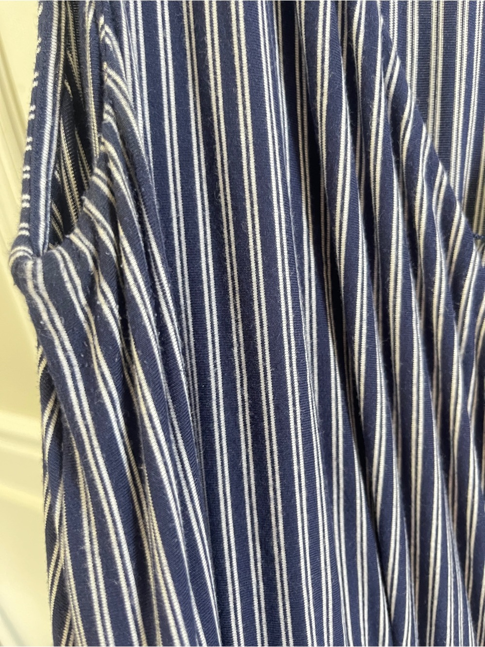 Soma Navy & White Striped Sleeveless Size Large Maxi Dress Faux wrap Nautical - Picture 4 of 11